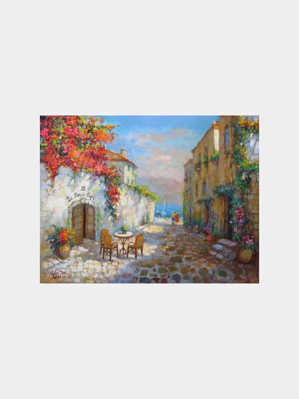 Картина стразами (алмазная мозаика) 40*50 см, ОСТРОВ СОКРОВИЩ "Маленькое кафе"