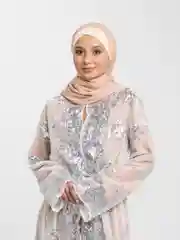 Серебряный абайя с пайетками, праздничная