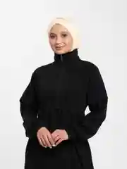Черный платье женское кашемировое длинное мусульманское лапша в рубчик, осеннее, теплое, зима