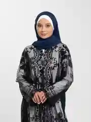 Черный абайя с пайетками, праздничная