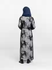 Черный абайя с пайетками, праздничная