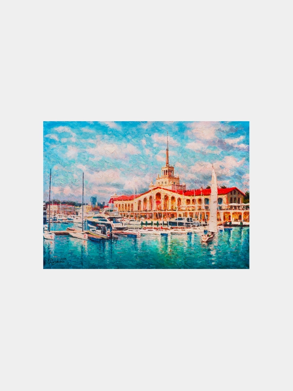 Картина стразами (алмазная мозаика) 40*50см, ОСТРОВ СОКРОВИЩ "Морской порт Сочи"