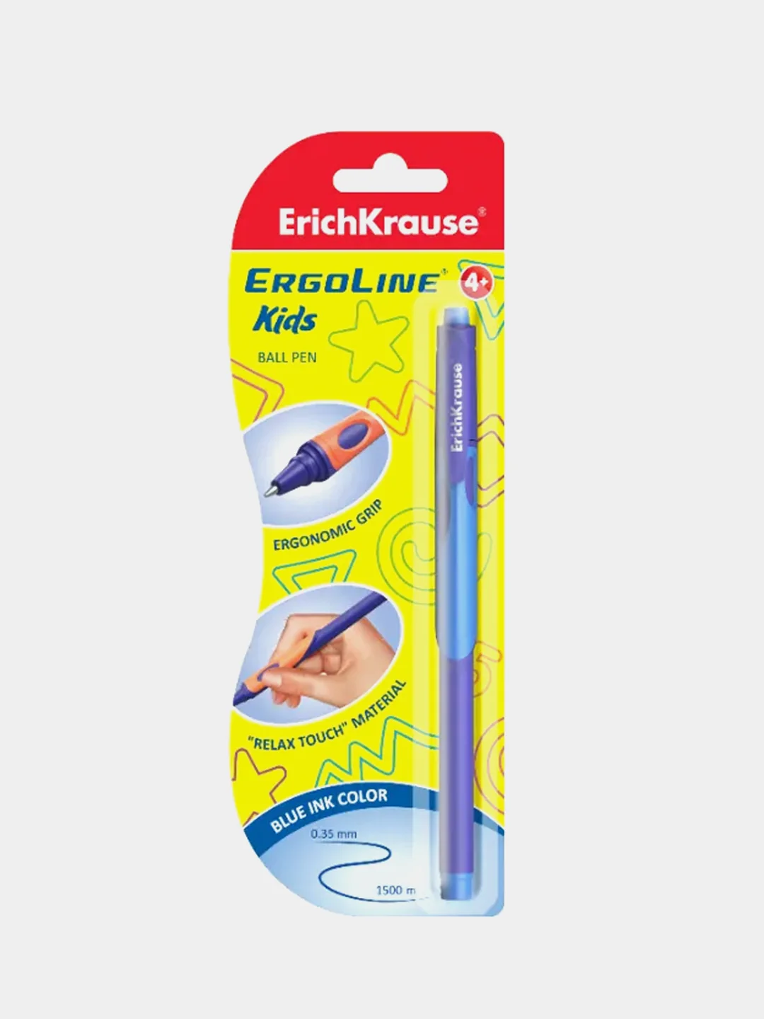 Ручка шариковая ErichKrause® ErgoLine® Kids, цвет чернил синий (в блистере по 1 шт.)