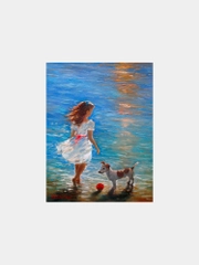 Картина стразами (алмазная мозаика) 40 x 50 см, Остров сокровищ "Девочка с собакой"