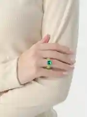 Зеленый акриловое кольцо, со стразами