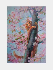 Картина стразами (алмазная мозаика) 40 x 50 см, ОСТРОВ СОКРОВИЩ "Кот на дереве"