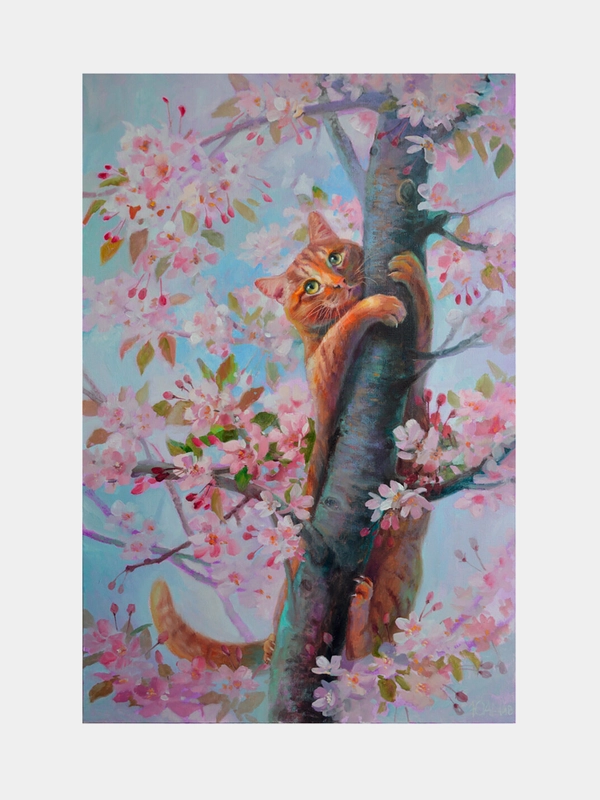 Картина стразами (алмазная мозаика) 40 x 50 см, ОСТРОВ СОКРОВИЩ "Кот на дереве"