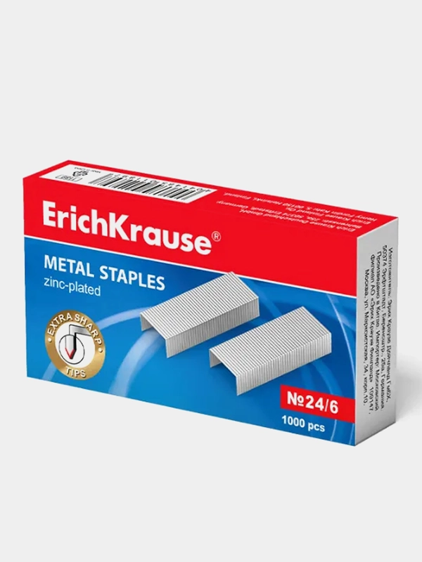 Скобы №24/6 ErichKrause® (коробка 1000 шт.)