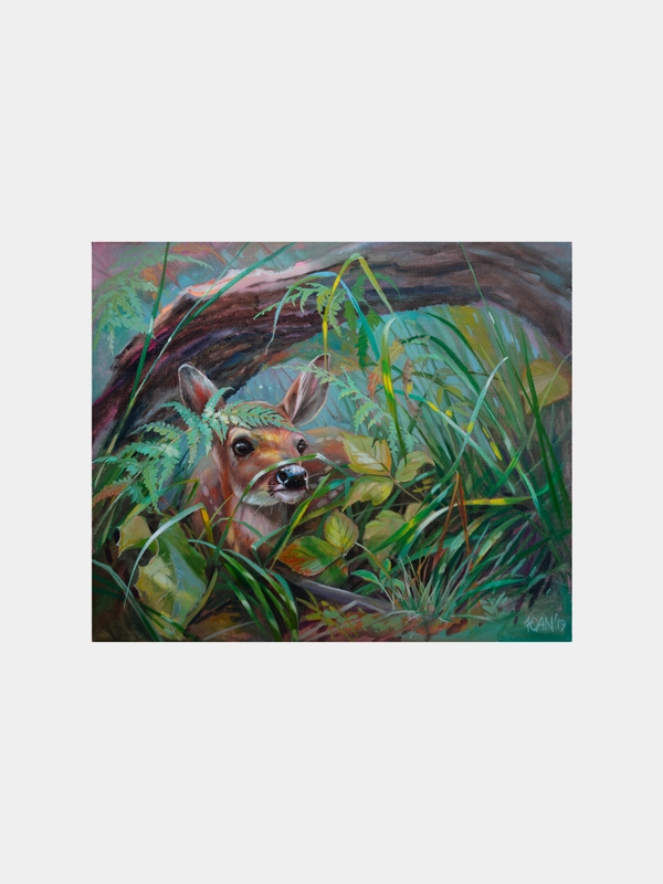 Картина стразами (алмазная мозаика) 40 x 50 см, ОСТРОВ СОКРОВИЩ "Оленёнок", без подрамника