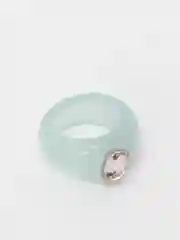 Белый акриловое кольцо со стразами