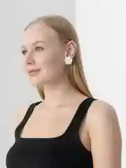 Белый серьги "Цветы"