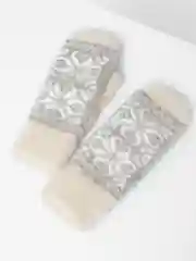 Бежевый меланж варежки женские тёплые зимние