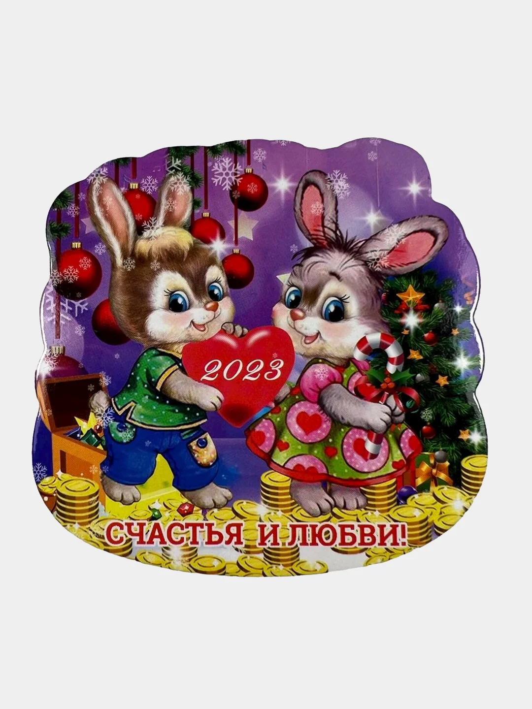 Алый магнит новогодний "Символ года 2023", кролик, заяц