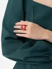 Красный акриловое кольцо, перстень с блёстками