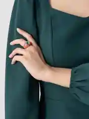 Розовый кольцо мраморное, со стразой