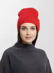 Красный шапка женская, бини, , с подкладом, на флисе