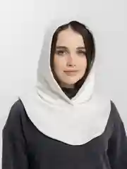 Молочный капор с начёсом, капюшон с воротником
