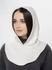 Молочный капор с начёсом, капюшон с воротником