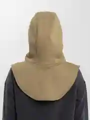 Оливковый капор с начёсом, капюшон с воротником
