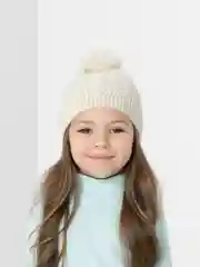 Белый детская шапка, вязаная, зимняя