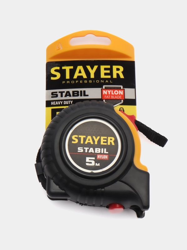 Рулетка STAYER STABIL в ударостойком, обрезиненном корпусе, с двумя фиксаторами
