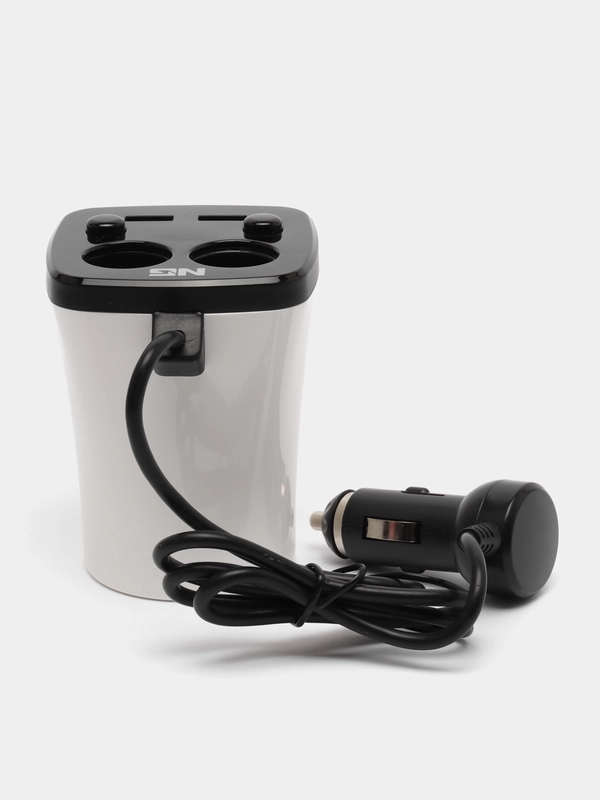 Зарядное устройство в авто подстаканник, 2 гнезда прикуривателя, 2xUSB, 3.1 A
