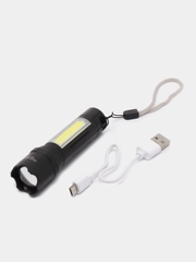 Светодиодный аккумуляторный фонарь, с USB зарядкой и зумом