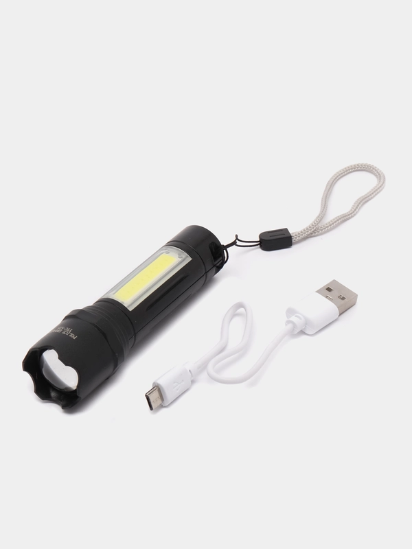 Светодиодный аккумуляторный фонарь, с USB зарядкой и зумом