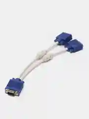 Синий разветвитель для кабеля VGA, двойной, на 2 монитора, 15pin