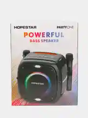 Черный портативная Bluetooth Колонка Hopestar Party One 80 Вт, с двумя беспроводными микрофонами