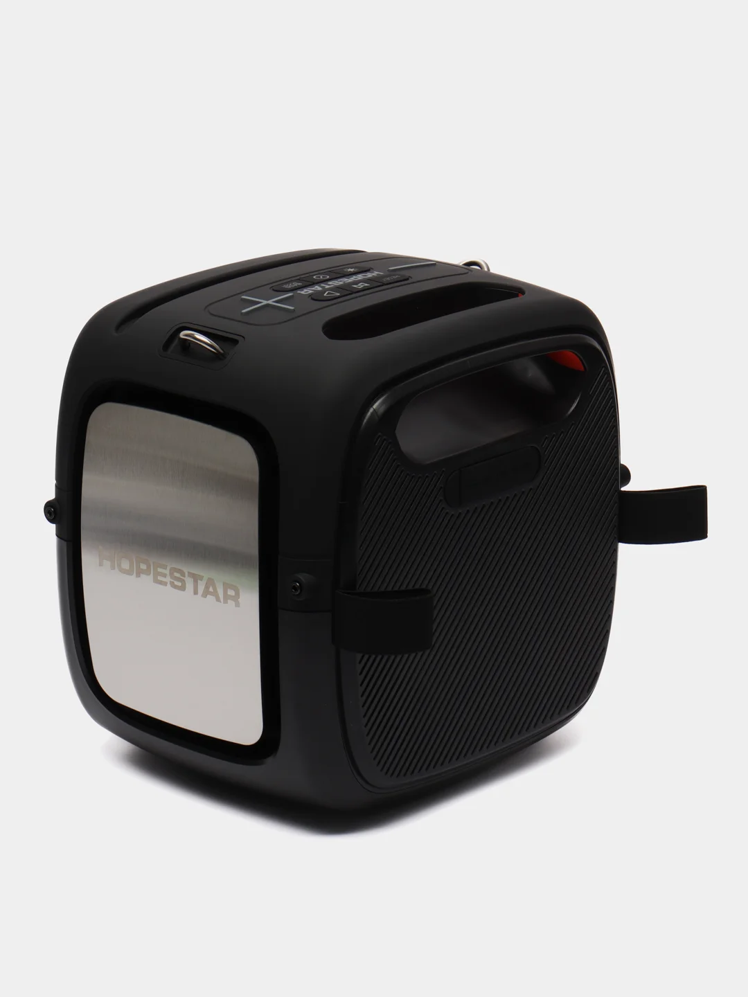 Черный портативная Bluetooth Колонка Hopestar Party One 80 Вт, с двумя беспроводными микрофонами