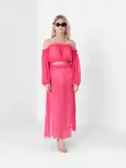Вишнёвый пляжный костюм топ и юбка