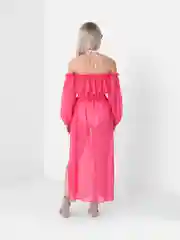 Вишнёвый пляжный костюм топ и юбка