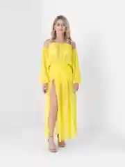Желтый пляжный костюм топ и юбка