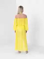 Желтый пляжный костюм топ и юбка