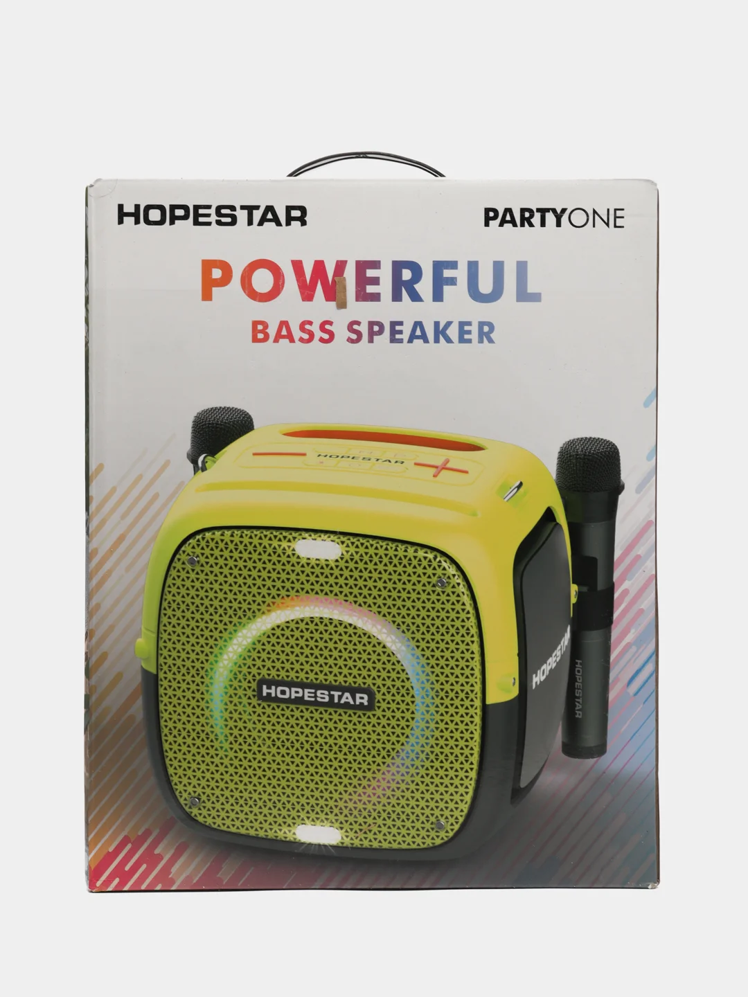 Лайм портативная Bluetooth Колонка Hopestar Party One 80 Вт, с двумя беспроводными микрофонами