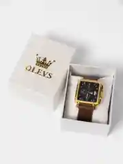 Коричневый мужские наручные, кварцевые часы OLEVS, влагозащитные