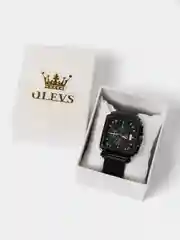 Черный мужские наручные, кварцевые часы OLEVS, влагозащитные