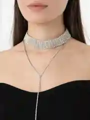Серебряный чокер со стразами, женский