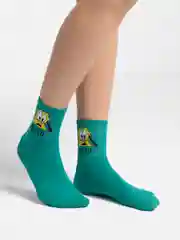 Зеленый носки женские, с рисунком
