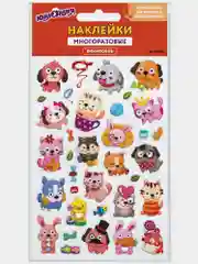 Наклейки виниловые "Зверята", многоразовые, 10*15 см, ЮНЛАНДИЯ, 661806