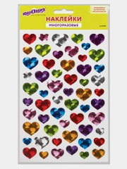 Наклейки виниловые "Сердца", многоразовые, голографические, 14*21 см, ЮНЛАНДИЯ, 661833
