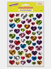 Наклейки виниловые "Сердца", многоразовые, голографические, 14*21 см, ЮНЛАНДИЯ, 661833