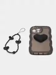 Чехол с объемным сердцем и цепочкой на Iphone 11, 13, 13 pro, 13 pro max