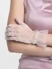 Сетчатые перчатки в белый горошек