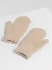 Бежевый теплые зимние шерстяные варежки