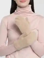 Бежевый теплые зимние шерстяные варежки