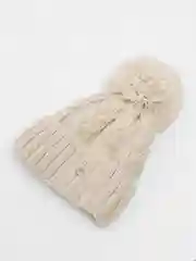 Бежевый шапка женская с помпоном Тиана