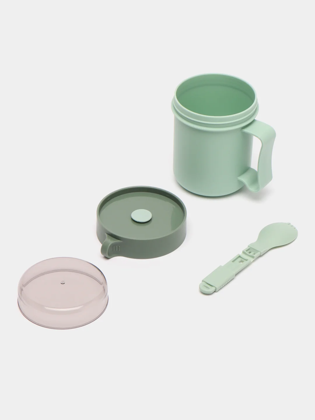 Бирюзовый ланч-бокс "Cup" супница для пищи, ланчбокс контейнер для еды с ручкой и вилкой 500 мл