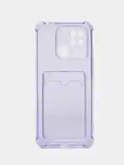 Лавандовый чехол Xiaomi Redmi 10C / Poco C40, Поко С40 прозрачный противоударный с карманом для карты